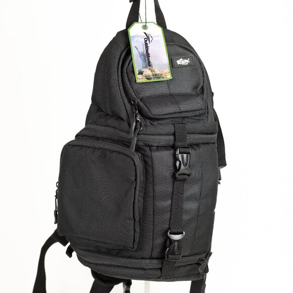 NWT Sling Camera Backpack QIPI Black with Purple Interior - Picture 1 of 15